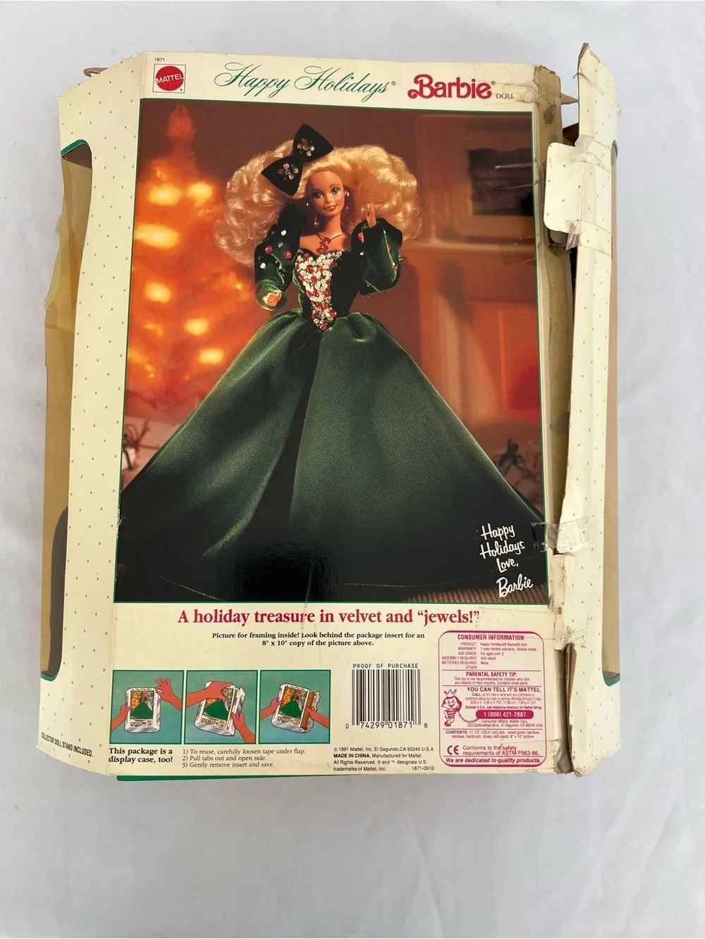 Vintage 1991 Happy Holidays Barbie Special Edition - Black & Red Holiday Gown